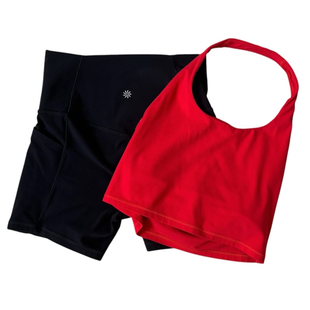 Athleta Bundle HALTER CROP SALUTATION STASH HIGH RISE SHORT
